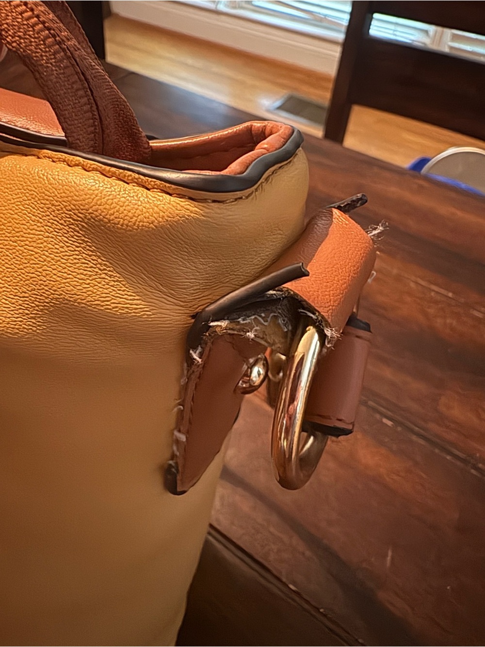 Women’s Two-Tone Shoulder Bag - Brown & Yellow, Gold Hardware - Picture 6 of 10